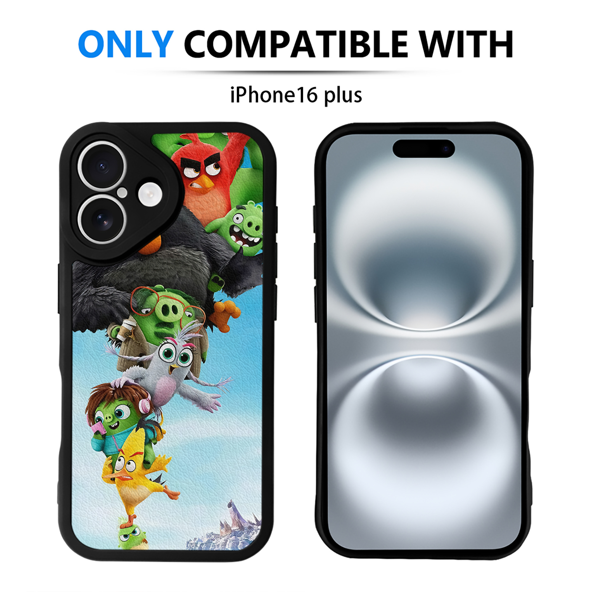 （画像用） Angry Birds アングリーバード 【iPhone 16シリーズ対応】シリコンスマホケース（レザー調） 材質：シリコン